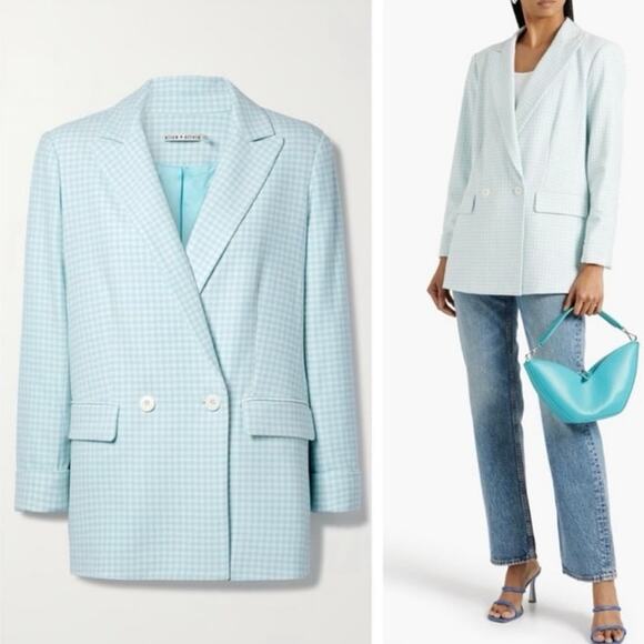 Alice + Olivia Justin Gingham Double Breasted Blazer